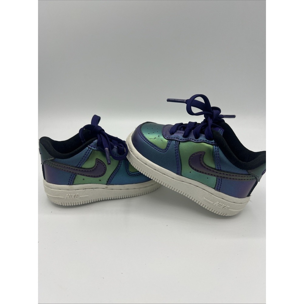 Nike Air Force 1 Low LV8 Toddler Size 4C - Purple Neptune Green Iridescent